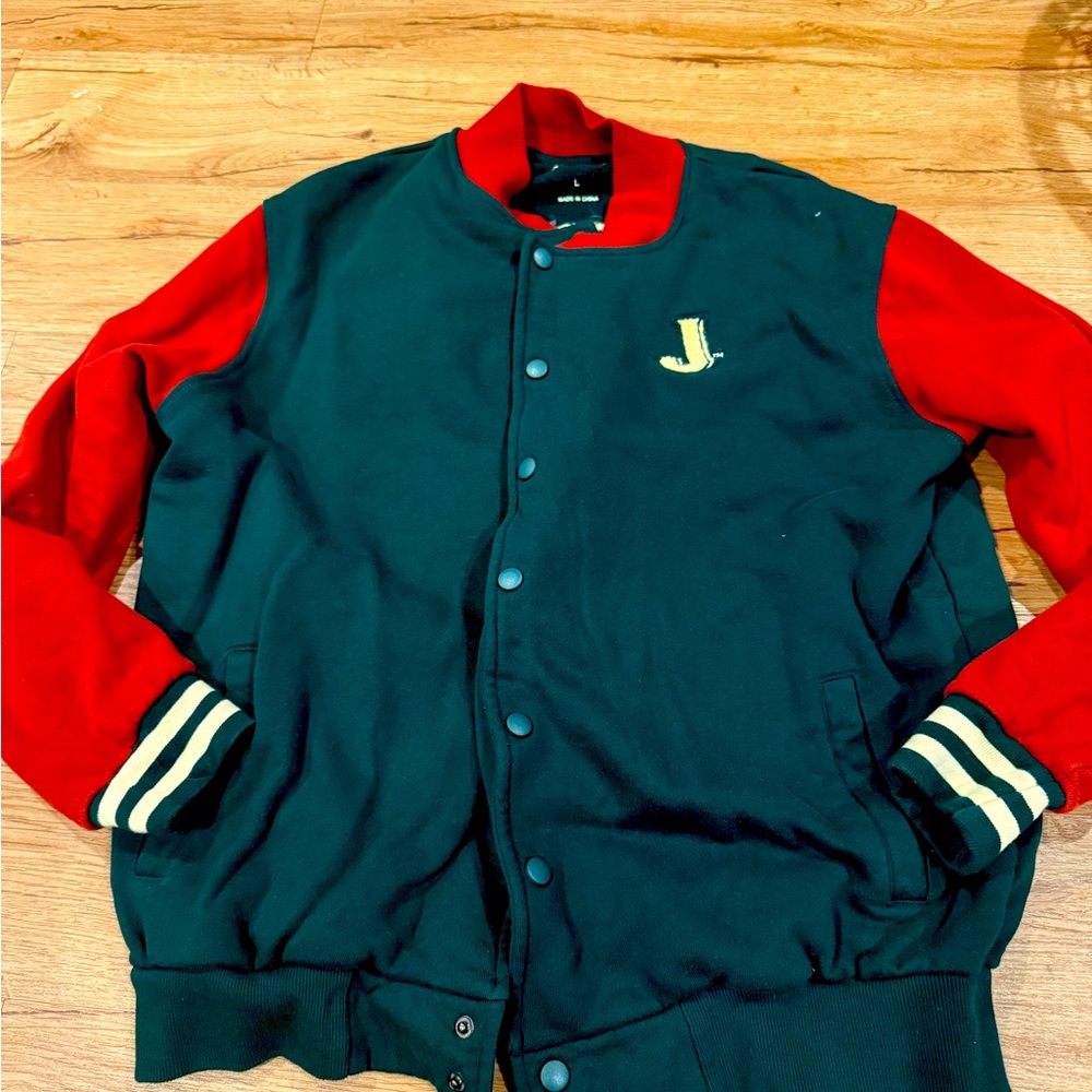 Men's Black and Red Varsity Jacket